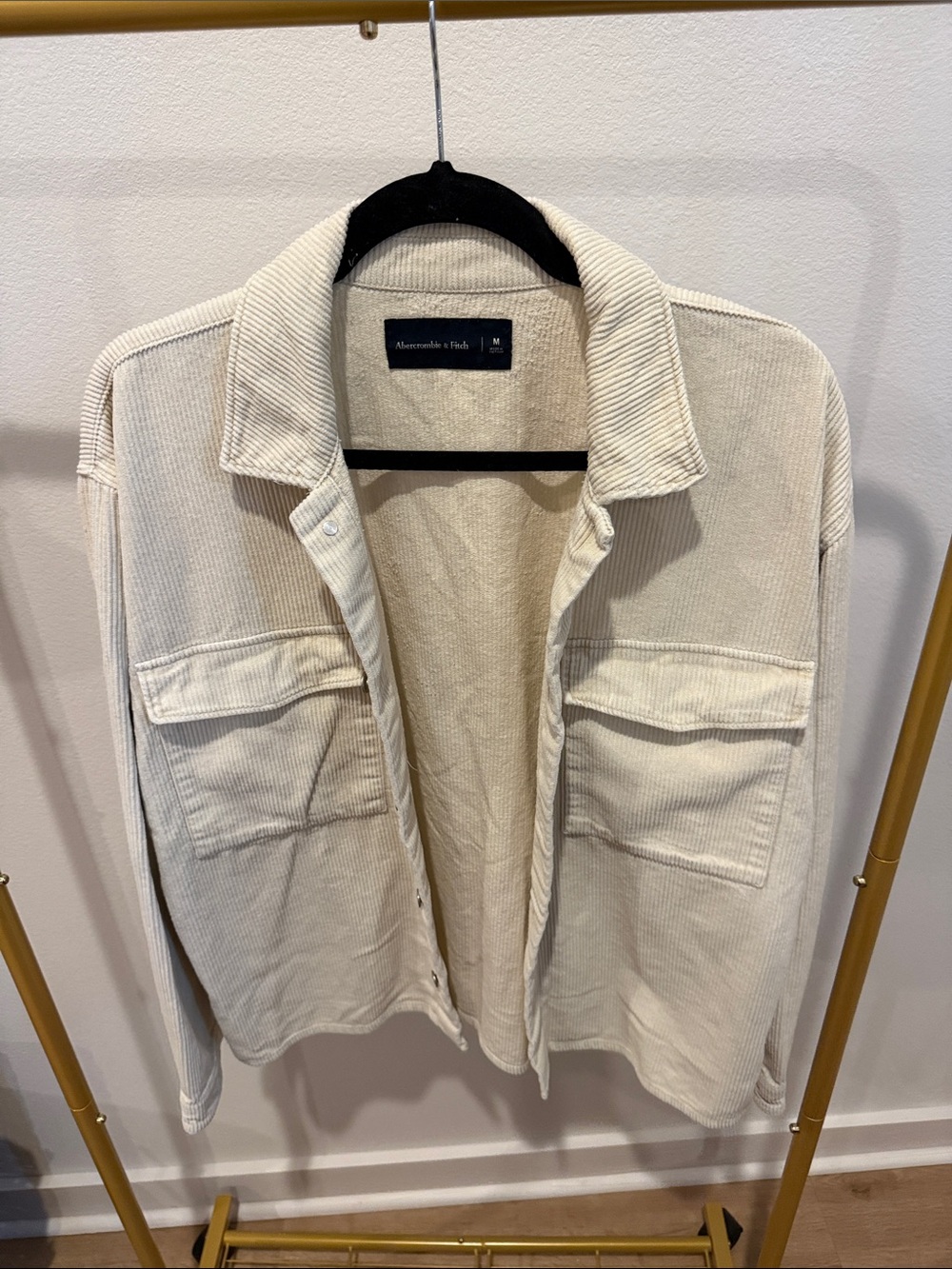 Abercrombie & Fitch Men's Cream Corduroy Shirt Jacket